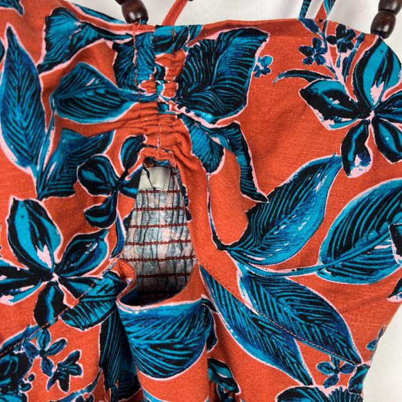 NWT Jason Wu Terracotta Cutout Floral Midi Dress Linen Blend Size XS NEW - Picture 5 of 16